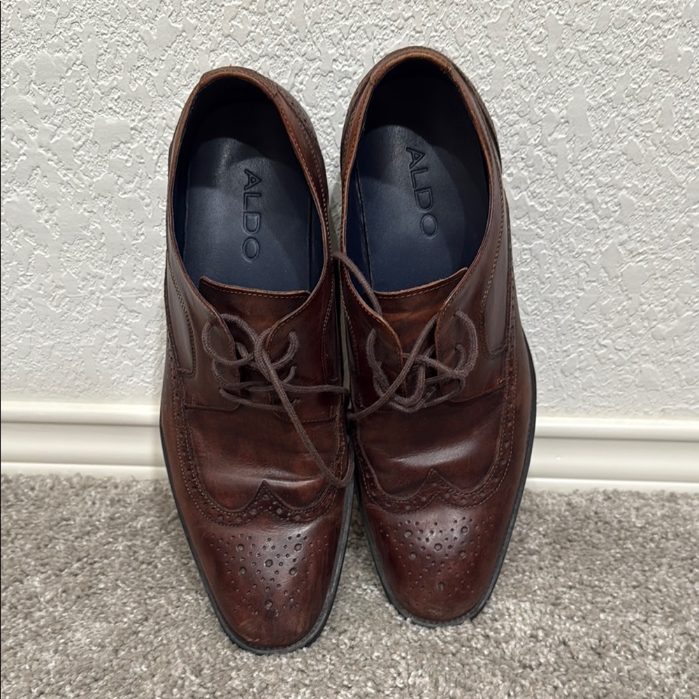 Aldo Brown Leather Oxfords Classic Elegance